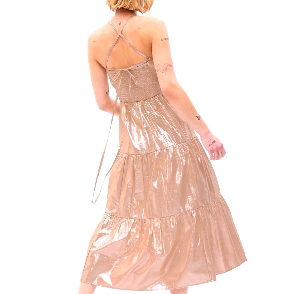 Gap Metallic Shiny Gold inspired wedding maxi dress New